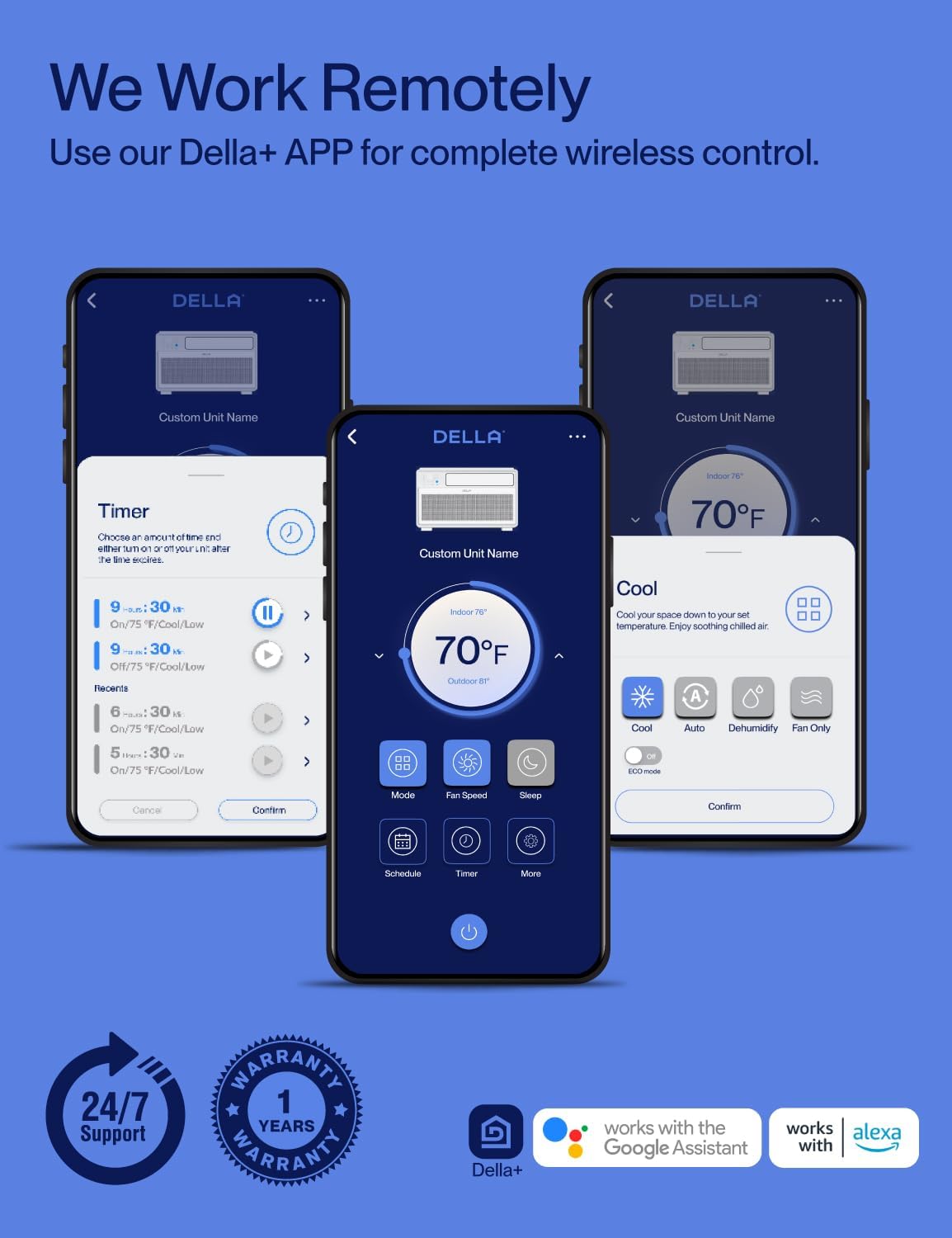 DELLA 12000 BTU Smart Inverter Window Air Conditioner Ultra Quiet AC Unit Cools up to 520 Sq.Ft, Energy Star Certified, Works with Alexa, GEO Location, Remote/Wi-Fi Enabled Control, Easy Install Kit