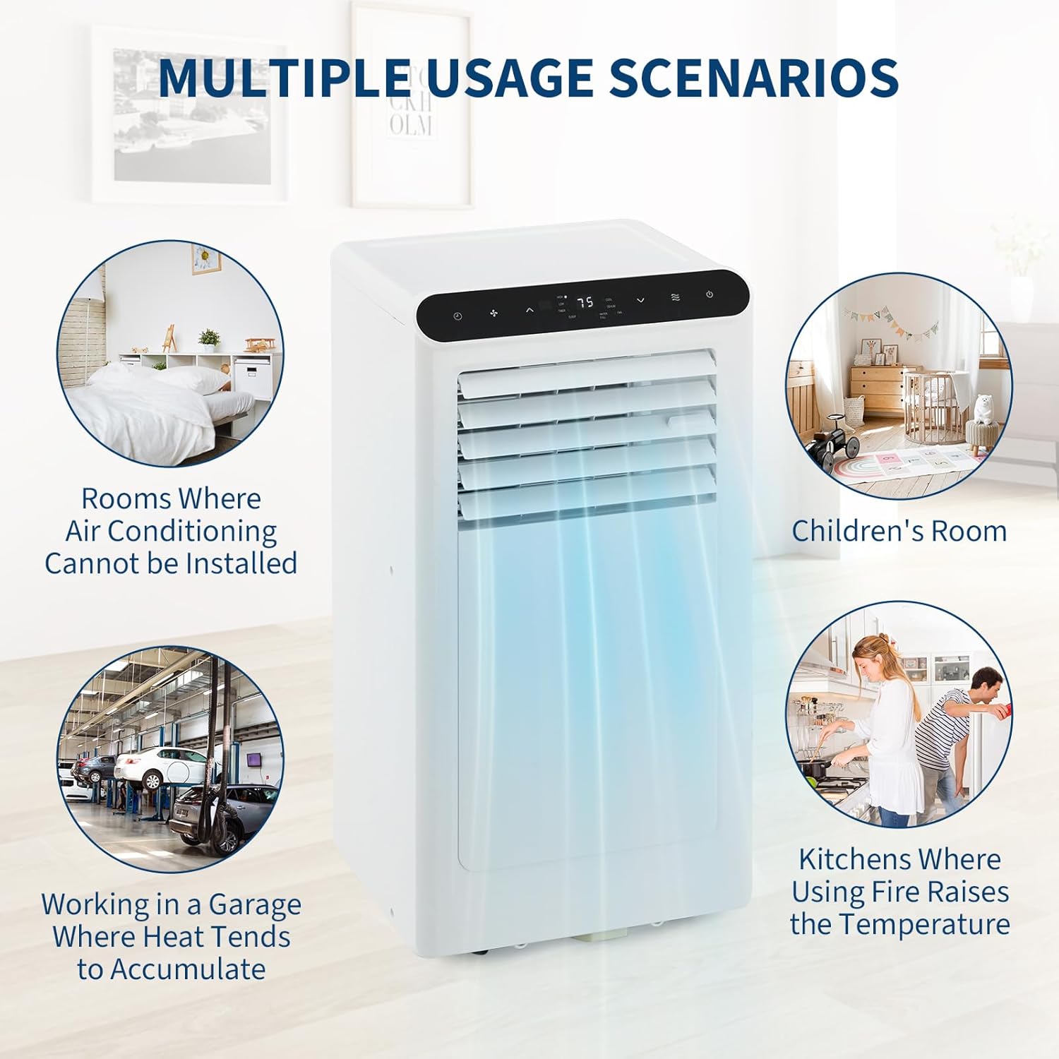 10000 BTU Portable Air Conditioner with Remote Control - 3-In-1 Quiet AC Unit, Dehumidifier & Fan for 350 Sq.Ft Rooms. Includes Window Kit, 24H Timer & Sleep Mode