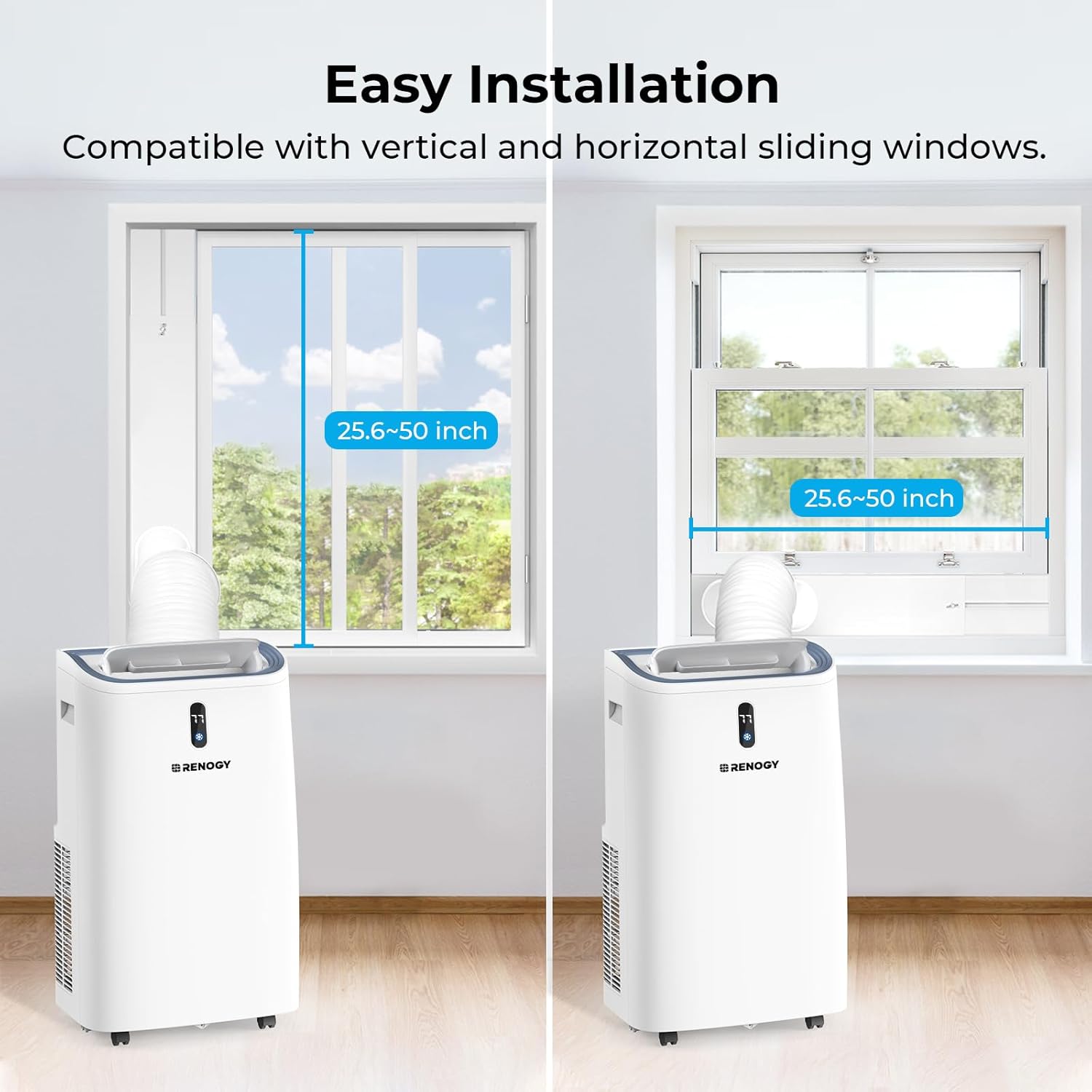 Renogy 14,000 BTU Portable Air Conditioners with Smart WiFi Enabled, Cooling, Dehumidifier, Fan & Sleep Modes 4-in-1 Portable AC w/Remote Control & Window Kit, Cools Up To 700 sq. ft, 1-24H Timers
