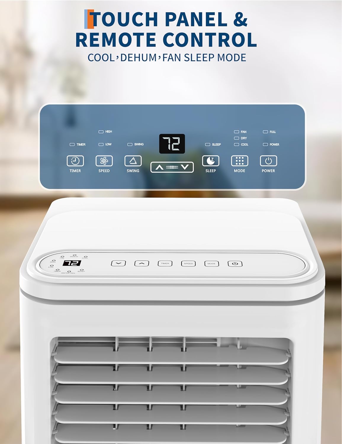 8,000 BTU Portable Air Conditioners, Quiet Portable Cooling AC Unit Up to 350 Sq.Ft. with Dehumidifier, 24H Timer, Sleep Modes, 3 in-1 AC Unit with Remote Control, for Bedroom, Room, Office,Apartment