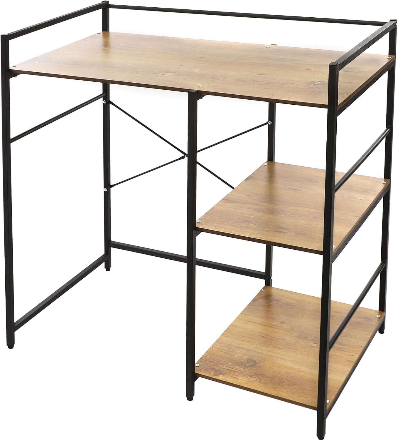 3-Tier Washing Machine Shelf, Laundry Storage Rack Organizer for Detergent & Supplies, Heavy Duty Iron & Wood Utility Shelf with 12mm Board, Fits 25.6