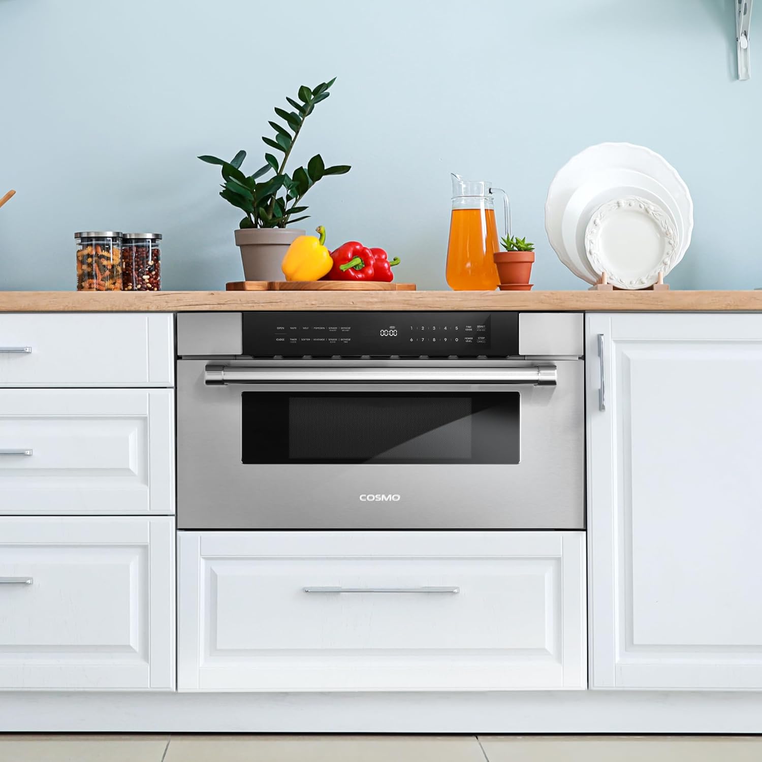 COSMO COS-MWD3012GSS 30 in. Haven Collection 1.2 cu. ft. Built-in Microwave Drawer, Presets, Touch Controls, Defrosting Rack, Stainless Steel