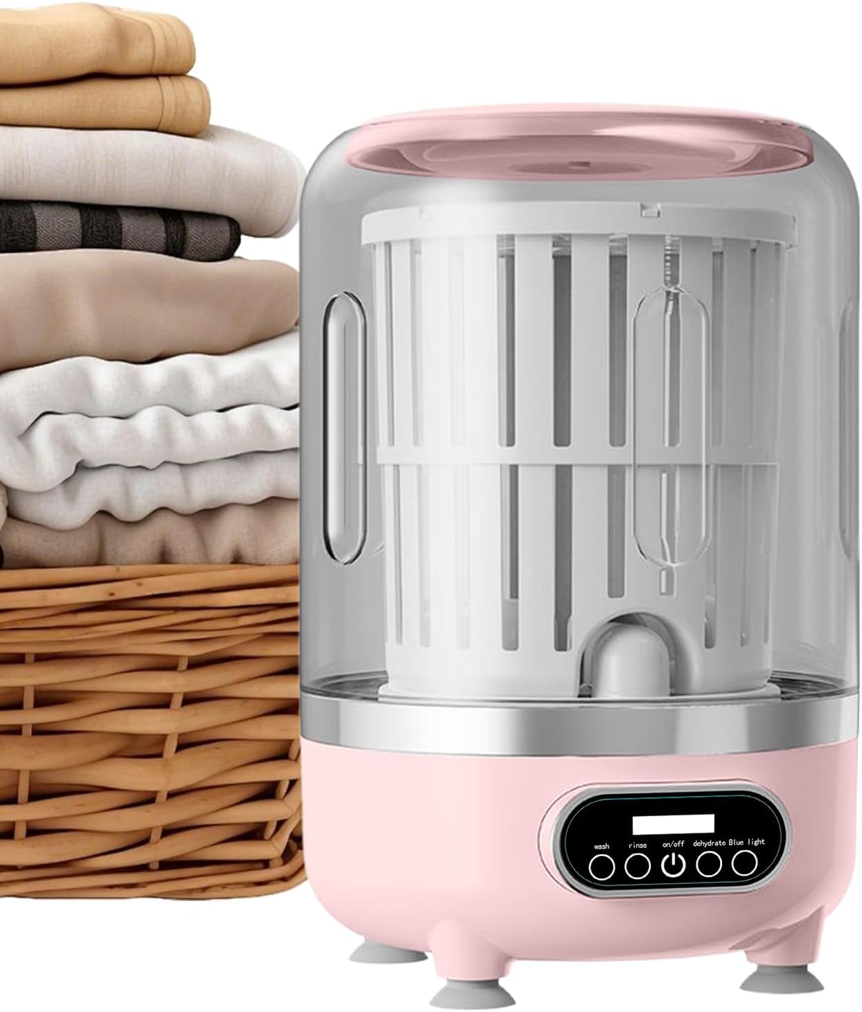 Washing Machine - Compact 3-Mode with Rotating Basket for Fast Easy Laundry of Baby Clothes, Multifuntional Socks, Underwear, T-Shirts, and Underpants, Ideal for Travel, Camping