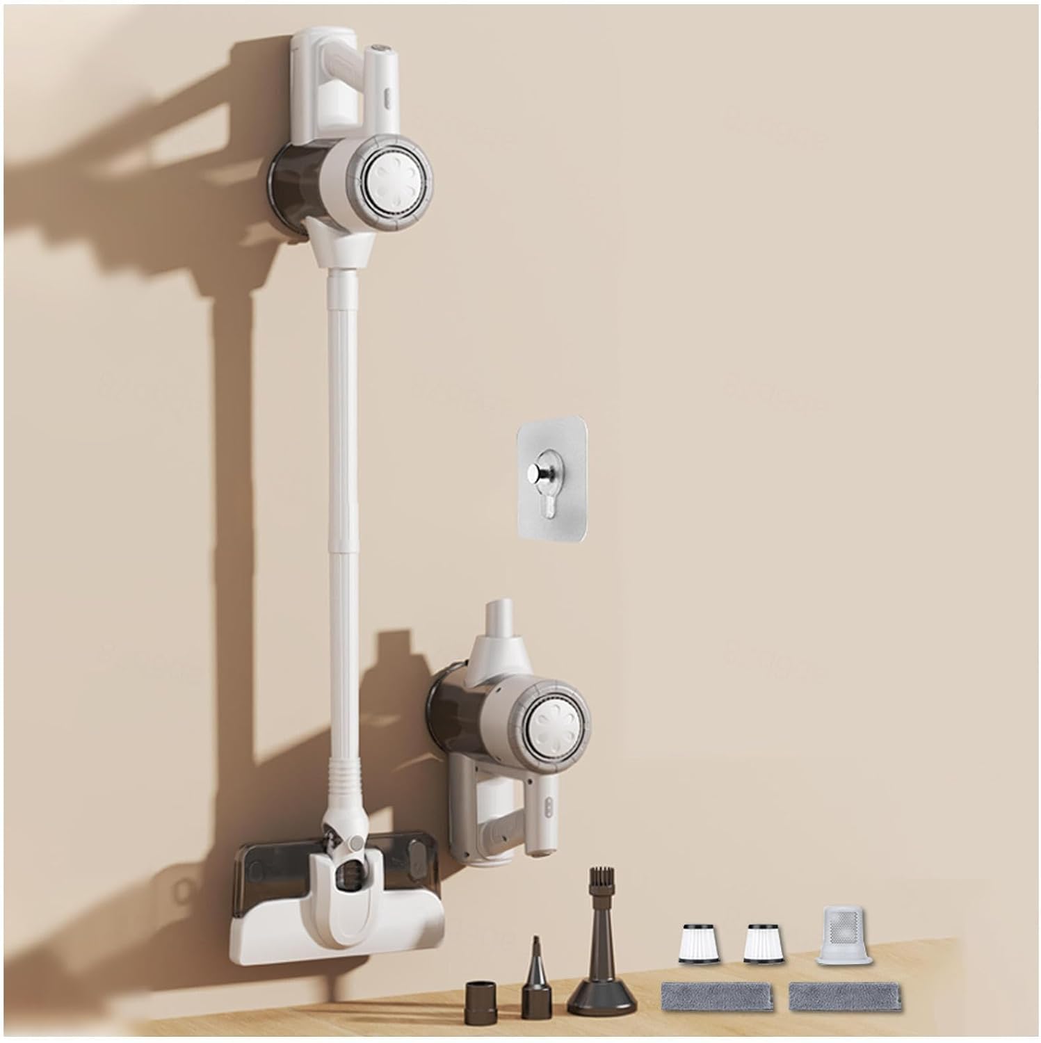 Lightweight Cordless Cordless Vacuum Cleaner Pet Hair 5 in 1, 18Kpa, 8000mah Battery, Hard Floor Vacuum All in One Mop Vacuum Cleaner for Hardwood Floor/Carpet/Pet Hair/Car,White