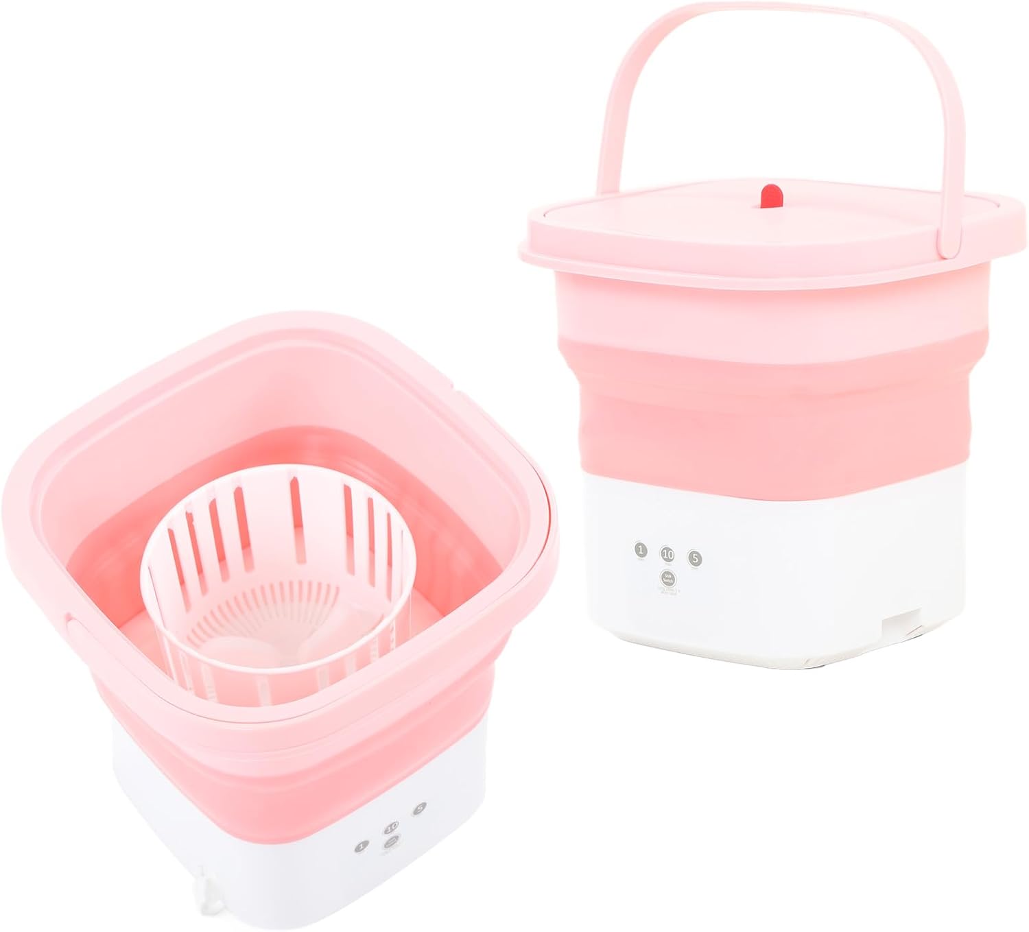 Portable Washing Machine, Foldable Mini Washing Machine, Large Capacity Low Noise, Small Washer for Baby Clothes, Underwear Or Small Items, Apartment, Dorm, Camping, RV Travel Laundry(Pink)