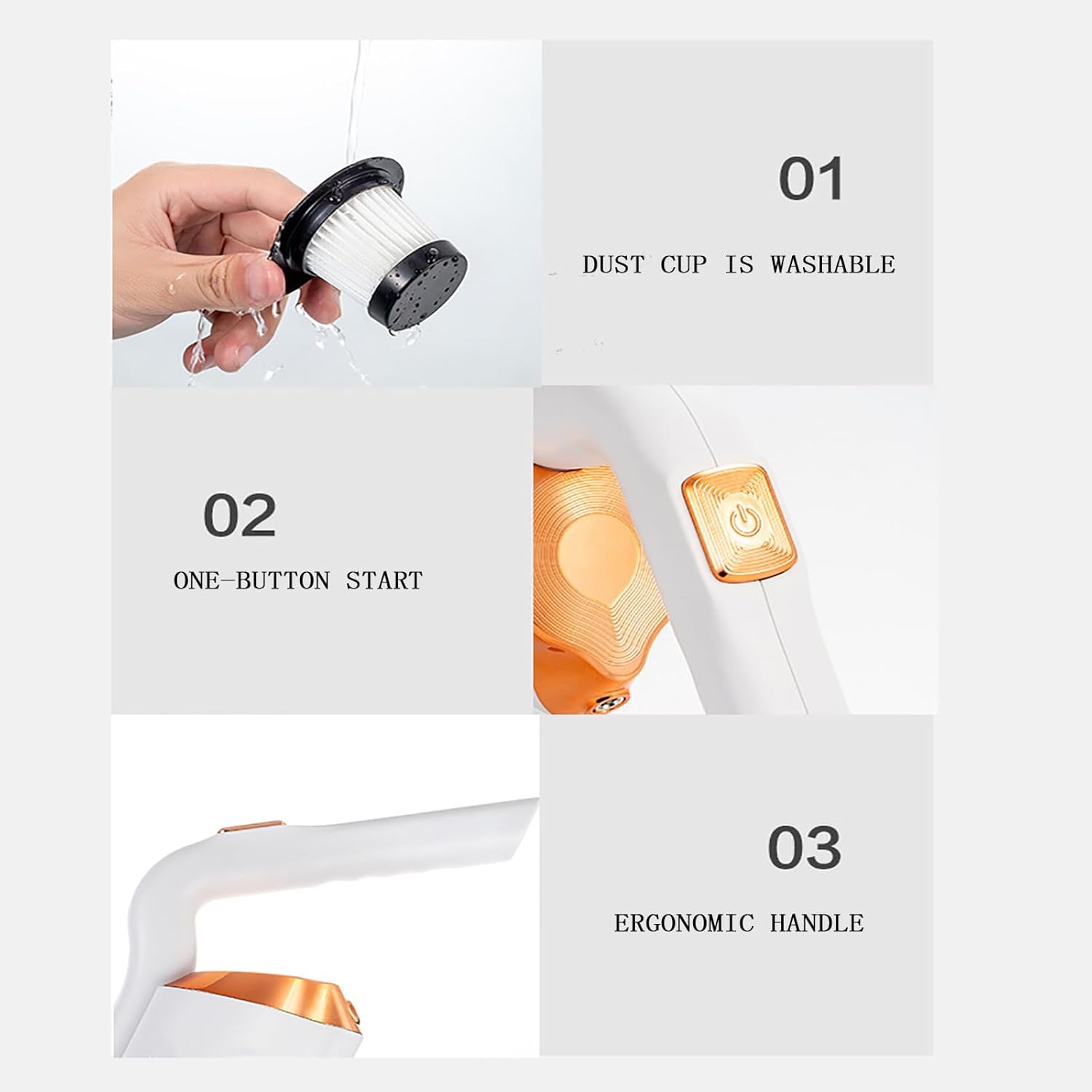 ERICAT 8500pa Lightweight Stick Vacuum, 2 in 1 Cordless Vacuum Cleaner with Handle, Powerful Suction 550W Brushless Motor, Detachable Water Filter Element and Easy to Clean, for Sofas and Hard Floor