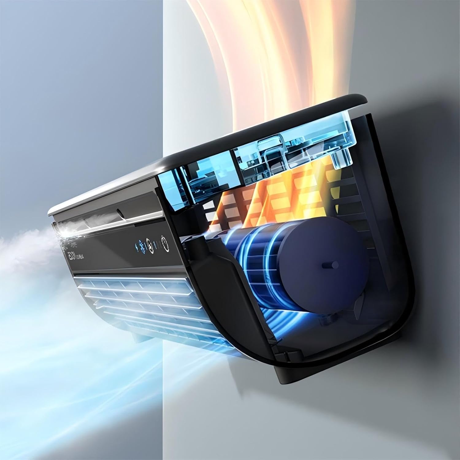 Saker SakerPlus Portable Wireless Wall Mounted Air Conditioner | 10s Cool 13°C & 10dB Ultra-Quiet | 3 Smart Speed Modes | 6000mAh Battery with Remote | for Kitchen Bedroom Garage RV Dorm（grey）