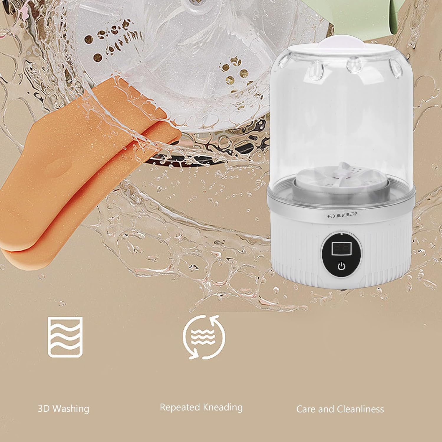 Portable Washing Machine, Mini Underwear Washing Machine, Rechargeable Cordless Small Laundry Washer for Socks Travel RV Apartment Hotel Dorm (White)