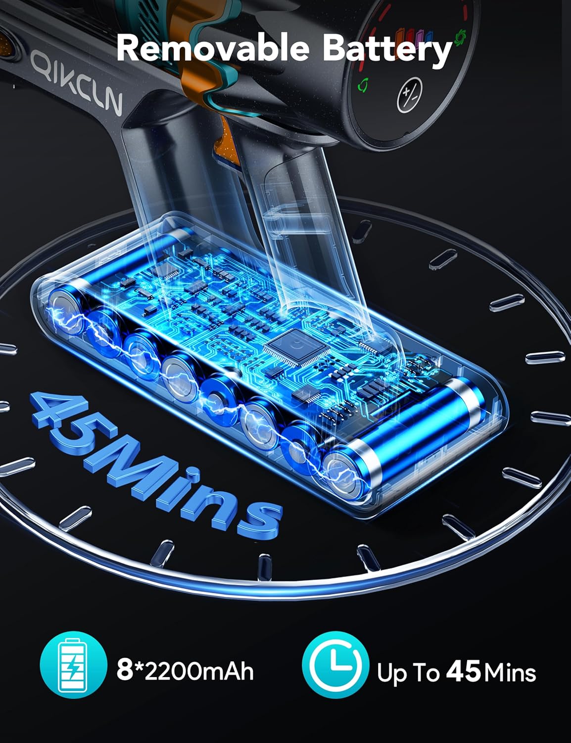 450W 45Kpa Cordless Vacuum Cleaner, Powerful Lightweight Stick Vacuum with LED Headlights & Brushless Motor & 45 Minutes Runtime, Household Vacuum Cleaners for Home Pet Hair Carpet Hardwood