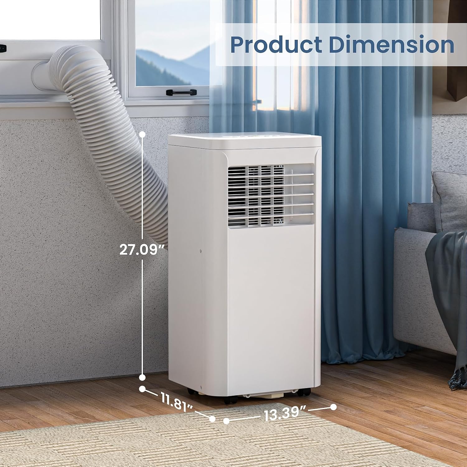 ZAFRO Portable Air Conditioners, 10000 BTU, 3 in 1 Portable AC Unit with Window Kits, Fan & Dehumidifier Modes, Cools up to 450 Sq.Ft, LED Display/Remote Control, 24H Timer for Living Room, Bedroom