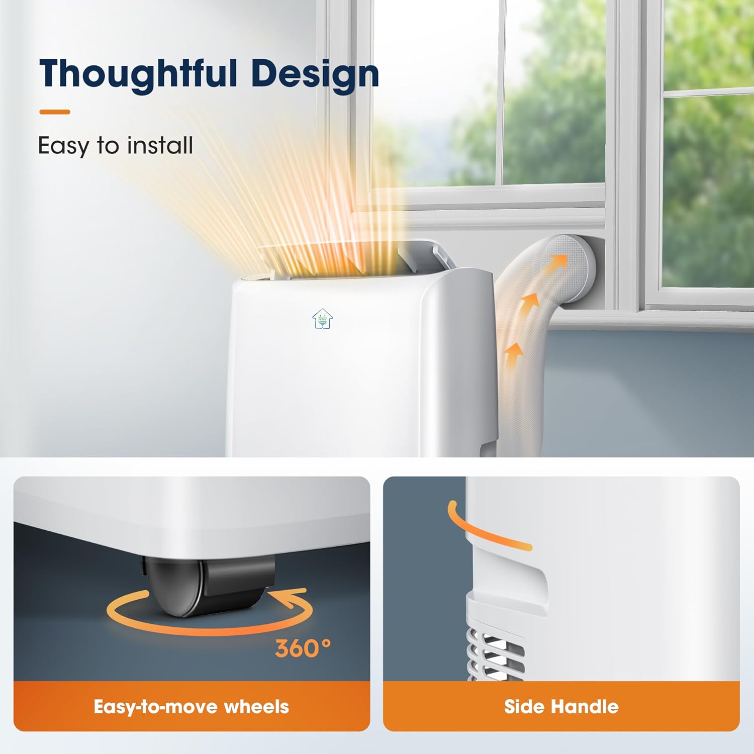 12000BTU Smart Portable Air Conditioner with Heat, AC Unit with App & Remote Control, 4-in-1 Heating, Cooling, Dehumidifier, Fan for Rooms up to 550 sq.ft, 24H Timer, White