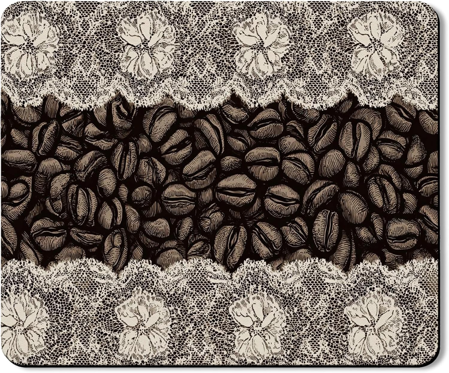 Coffee Beans Washer Dryer Top Protector Mat, Vintage Brown Floral Laundry Machine Dust Covers, Rustic Rubber Anti-slip Waterproof Washer And Dryer Mats for Home 20x24 Inch