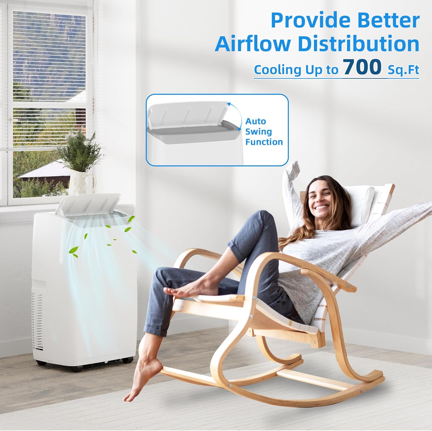 GAOMON 14,000 BTU Portable Air Conditioners, 3-in-1 Cooling AC Unit with Dehumidifier and Fan Mode for Rooms Up to 700 Sq. Ft, Remote Control, Sleep Mode, 24H Timer, 3 Speed, Auto Swing