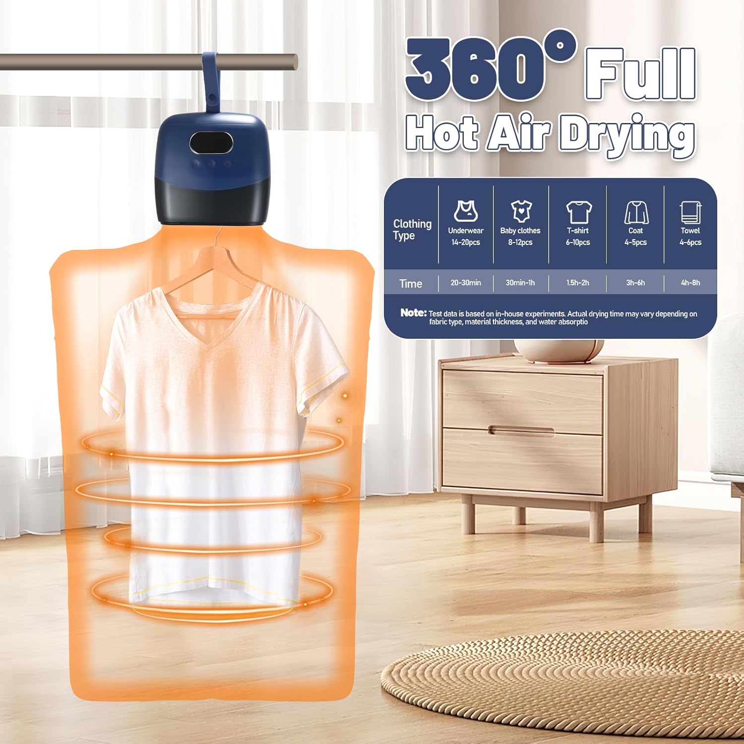 Portable Mini Clothes Dryer, Compact Foldable Electric Drying Machine with Adjustable Timer, Quiet Fast-Drying Design for Home, Apartment, RV, Travel & Dorms