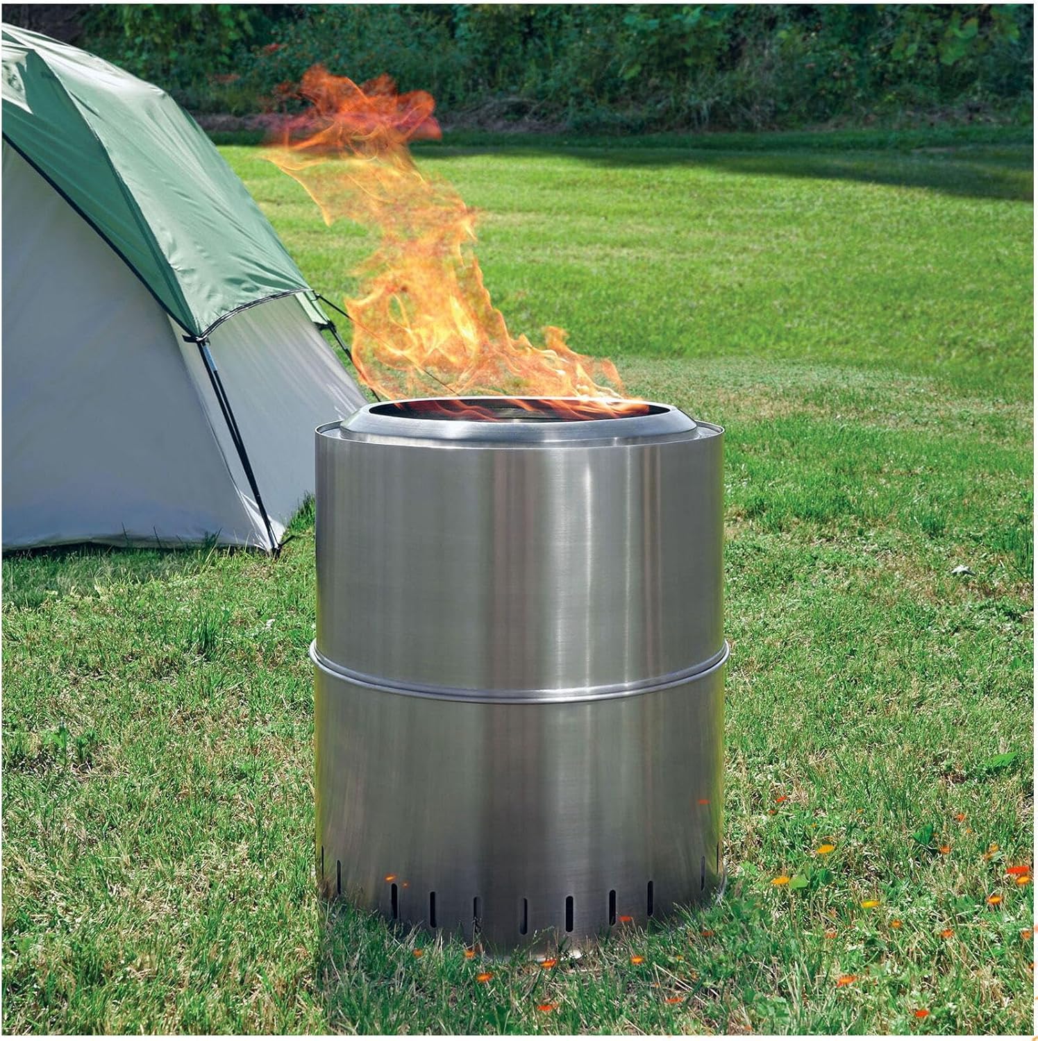 15 Inch Fire Pit Smokeless for Outside Extra Large Smokeless Fire Pit,Durable Stainless Steel for Wood Burning Smokeless Firepit for Patio Garden,Camping,Backyard