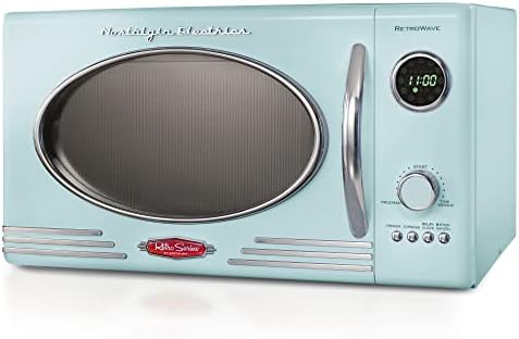 Nostalgia Retro Countertop Microwave Oven - Large 800-Watt - 0.9 cu ft & Breville Barista Express Espresso Machine, Brushed Stainless Steel, BES870XL, Large