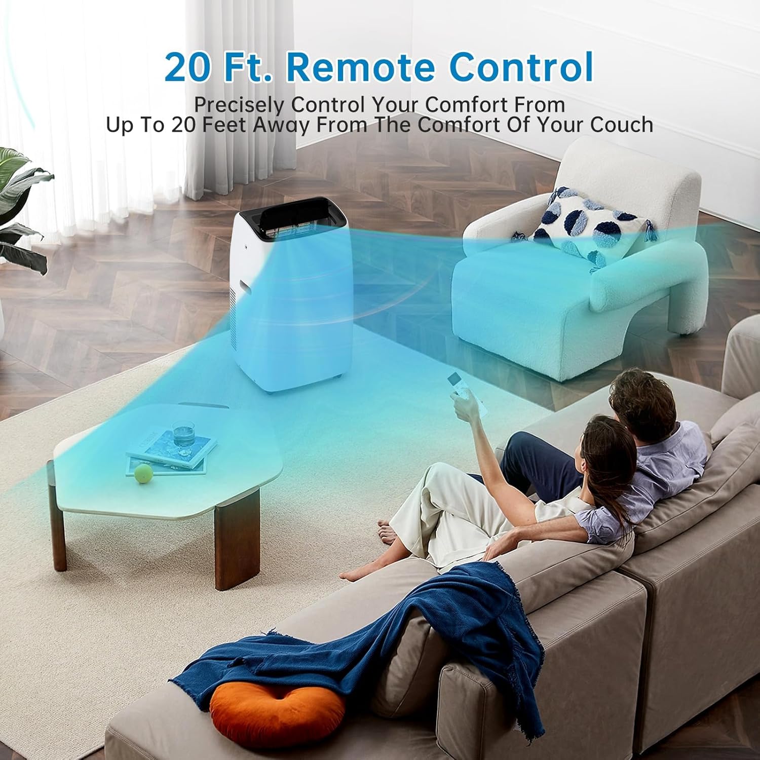 14,000 BTU Portable Air Conditioner - 3-In-1 Cooling, Fan & Dehumidifier for Rooms Up to 750 Sq.Ft | Ultra-Quiet Sleep Mode & 24H Timer | Includes Remote Control & Window Kit