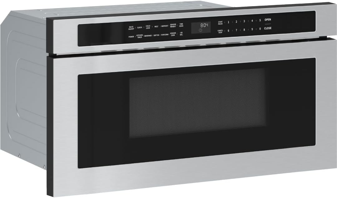 Zephyr 30 inch Built In Drawer Microwave Oven Under Cabinet - Integrated, Wall Mount, Under Counter Pull Out Microwave Drawer 1.2 cu ft, Preset Cooking Options, Easy Clean Coating, 1000W