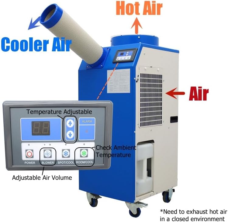 Commercial Spot Cooler Mobile Cooling Air Conditioner Outdoor Air Conditioner 11900BTU/H Industrial Single Column Air-Cooled 220V 480m³/h