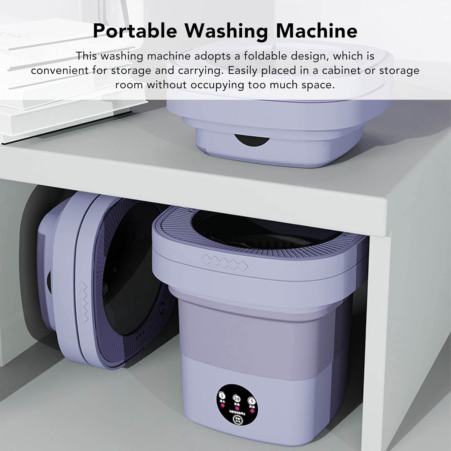 Portable Washing Machine, Foldable Mini Washing Machine, 6.5L Mini Washer, Automatic Deep Wash and Spin Dry Washer with Water Tube, for Apartments, Dorm, Camping, RV (US