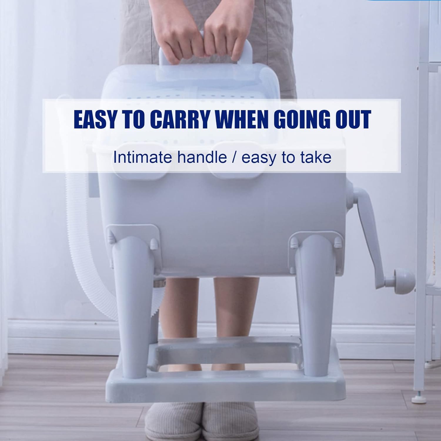 Mini Manual Washing Machine Non-Electric Dryer, Portable Clothes Underwear Sock Washer Compact Hand Powered Laundry Spinner, with Spin Dry and Drainage Pipe, for RV's/Camping/Traveling/Emergency