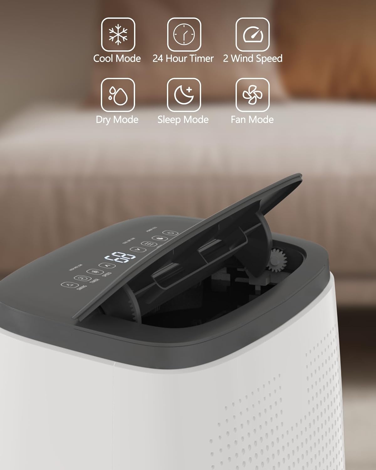 Portable Air Conditioners, 14000 BTU Air Conditioner for 750 Sq. Ft, Dehumidifying & Fan, Quiet Operation and Easy Mobility, Remote Control for Home & Office, Black Top