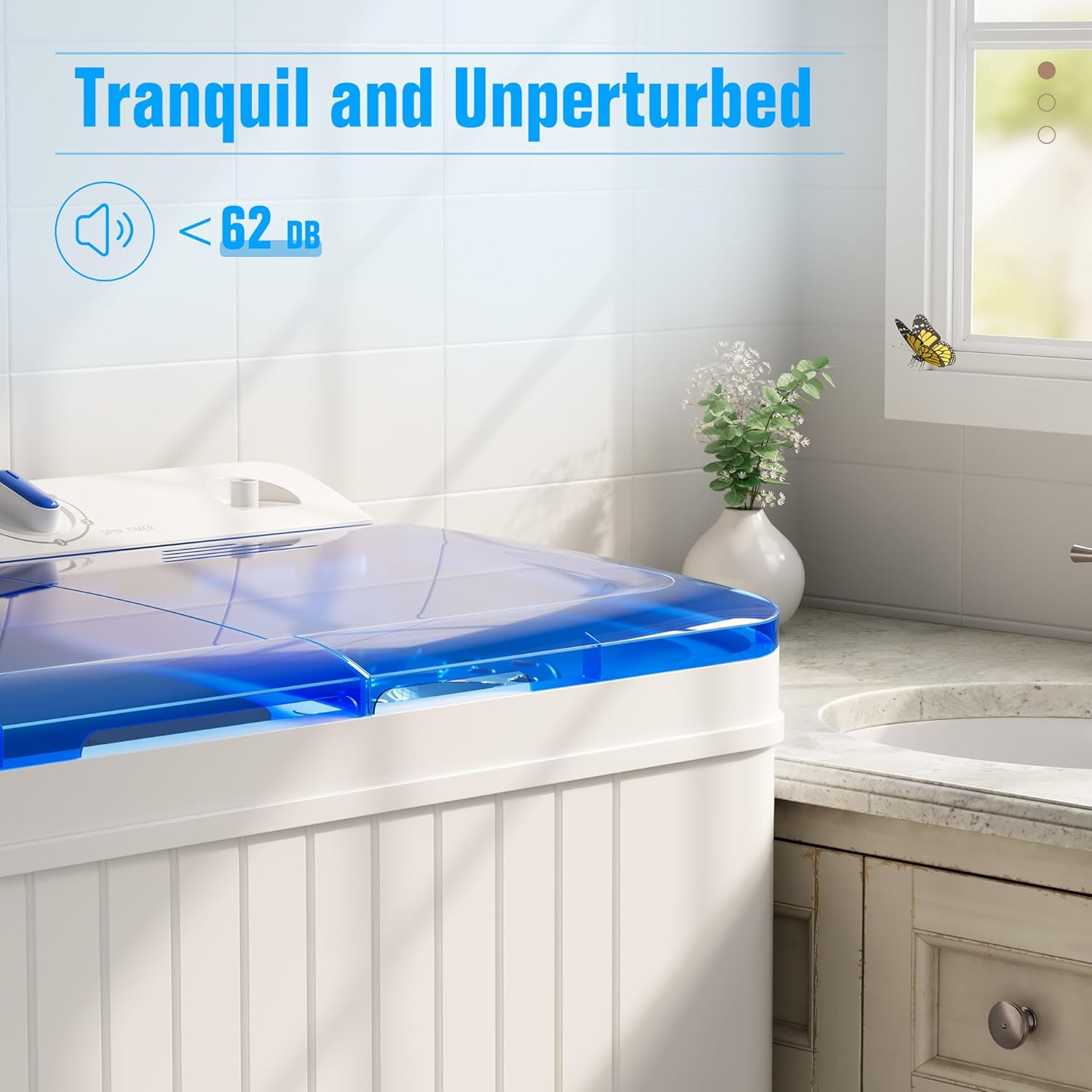 Greenvelly Portable Washing Machine, 28 Lbs Capacity Twin Tub Washing Machine, 18lbs Washer and 10lbs Spinner Combo, Compact Laundry Washer for Apartment,Camping, RVs and Dorms, Blue+White