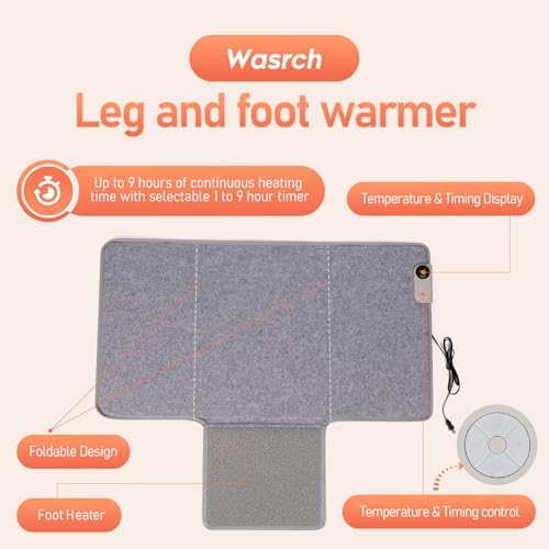 Portable Space Heater for Office & Home, Safe for Legs, Ankles, Foldable Silent and Energy Efficient With Thermostat & Timer and Auto Shut Off