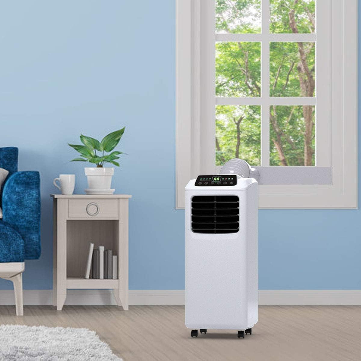 10000 BTU Portable Air Conditioner, Dehumidifier and Fan Functions, Compact Single Hose AC Unit, with Digital LED Display and 24hr Timer, Remote Control, 400 Sq/Ft Coverage, White