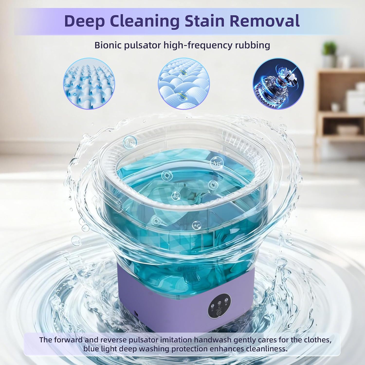 Mini Laundry Machine, 16L Portable Washing Machine with Spin Basket, Portable Laundry Machine Suitable for Baby Clothes, Underwear, Socks, Foldable Design for Camping, Hotels and Apartments(Purple)