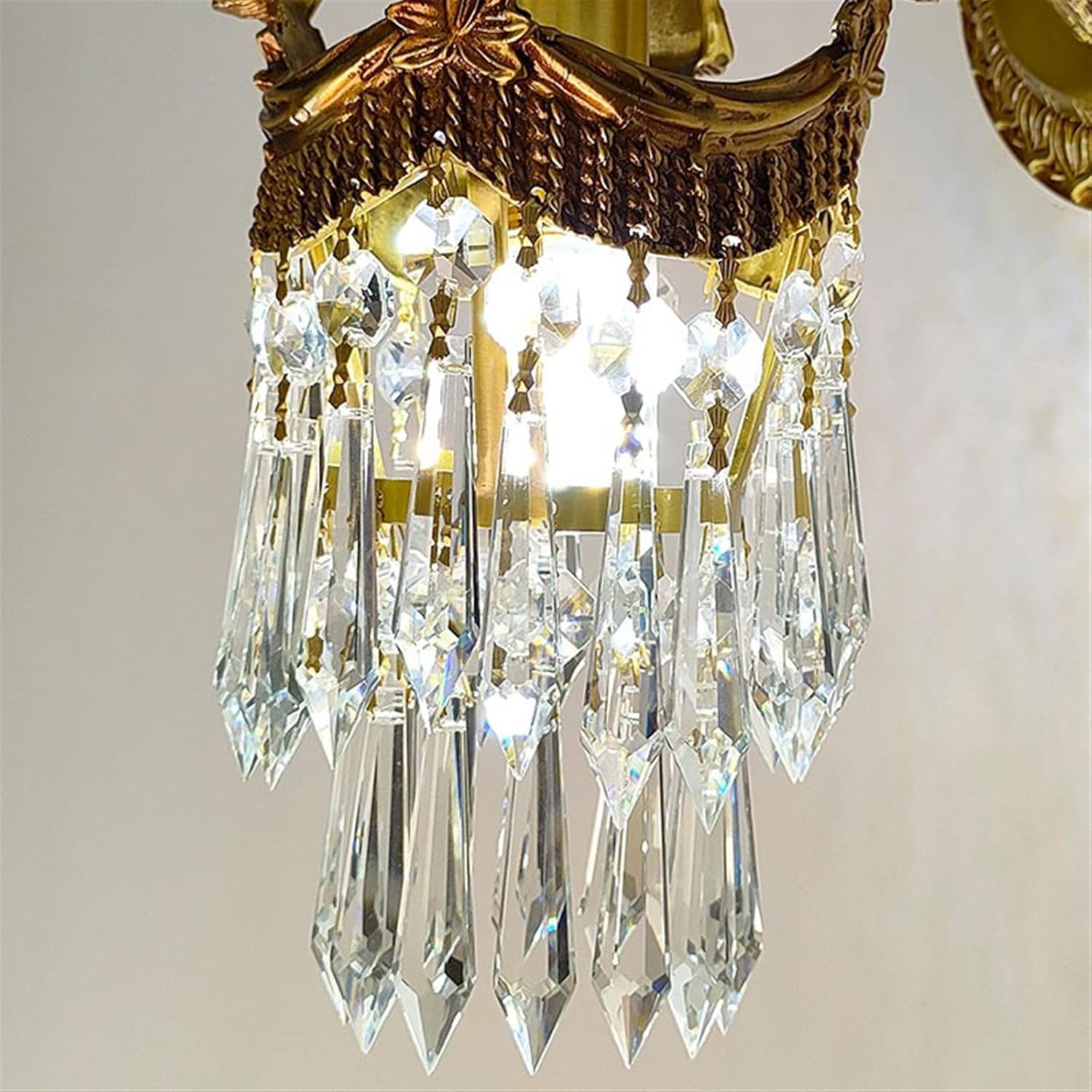 Deer Head Copper Wall Sconce Beautiful Crystal Decorative Bedroom Bedside Lights,Household