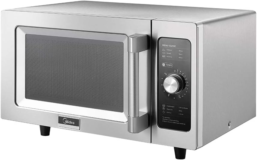 Midea Equipment 1025F0A Countertop Commercial Microwave Oven with Dial, 1000W, Stainless Steel, .9 CuFt
