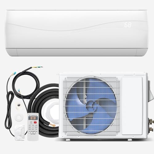 KOTEK 12000 BTU Mini Split AC/Heating System, 20 SEER2 Inverter Ductless AC Unit, Cools Up to 750 Sq. Ft, Wall Mounted Air Conditioner with Heat Pump & Installation Kit (12000BTU, 115V, 20 SEER2)