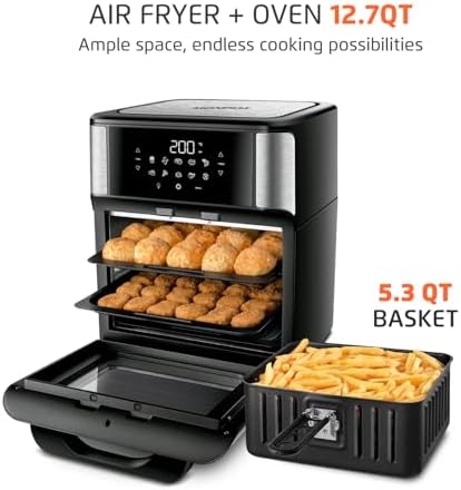 Air Fryer Oven 1800W, 12.7QT Capacity, Touchscreen Panel, Automatic Shut-Off – Black & Stainless Steel – Mondial