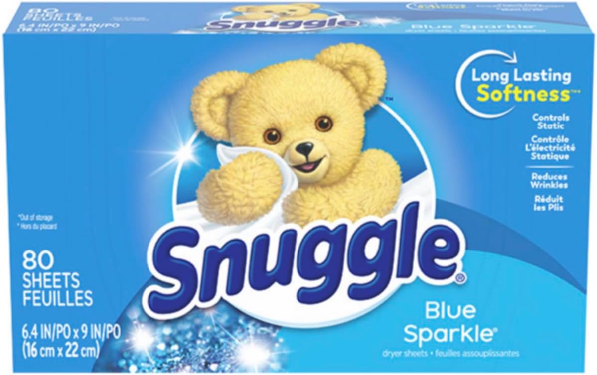Snuggle Dryer Sheets (Packk of 8 (80 Count, Blue Sparkle)