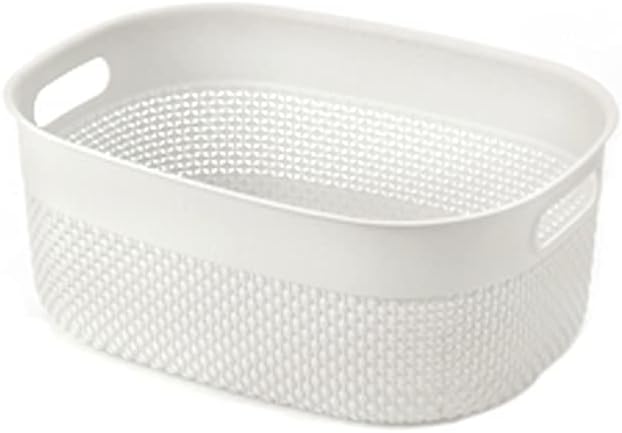 INLIMA Appliance Shelf for Kitchen Rattan Storage Baskets, Rectangular Plastic Fruit Baskets, Storage Boxes for Sundries, Kitchen Vegetable Storage Baskets. (Color : White, Size : Small)