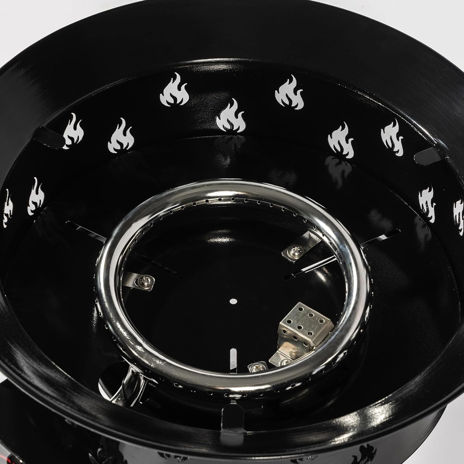 Durable 19 inch Fire Pit with 50000BTU Heating Power - Propane Ready - Lava Rocks & Stainless Steel Burner - Black - Ideal for Outdoor Entertainment