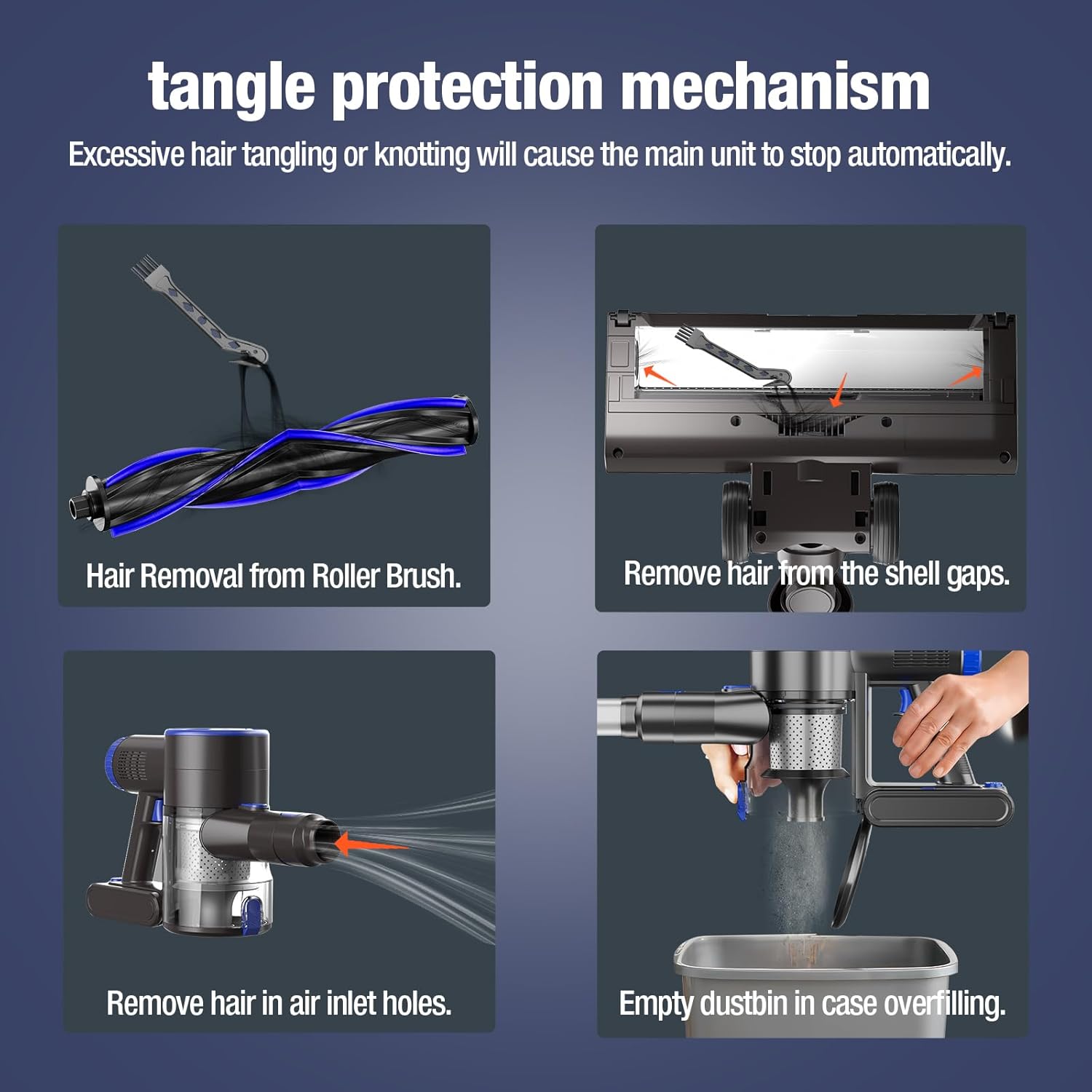 Cordless Vacuum Cleaner, Upgraded 40Kpa Stick Vacuum Cleaners for Home, 8 in 1 Lightweight with Self-Standing, 1.5L Dust Cup & Anti-tangle, Rechargeable Vacuum for Hard Floors Carpets Pet Hair