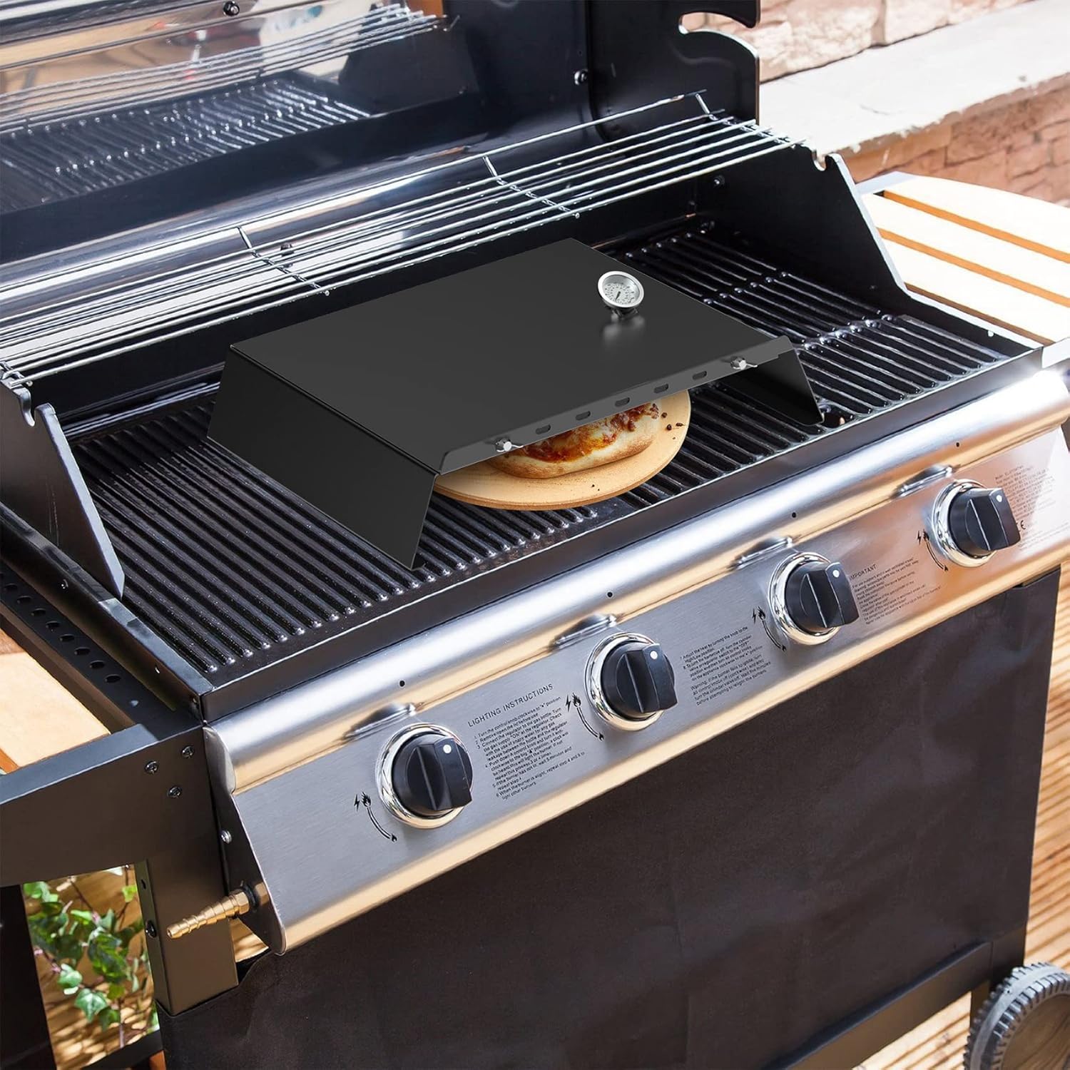 Skyflame Universal Metal Pizza Oven Kit with 20-30 inch Adjustable Width, Grill Top Pizza Oven Box for Most Gas Grills/Pellet Grill Conversion Kit