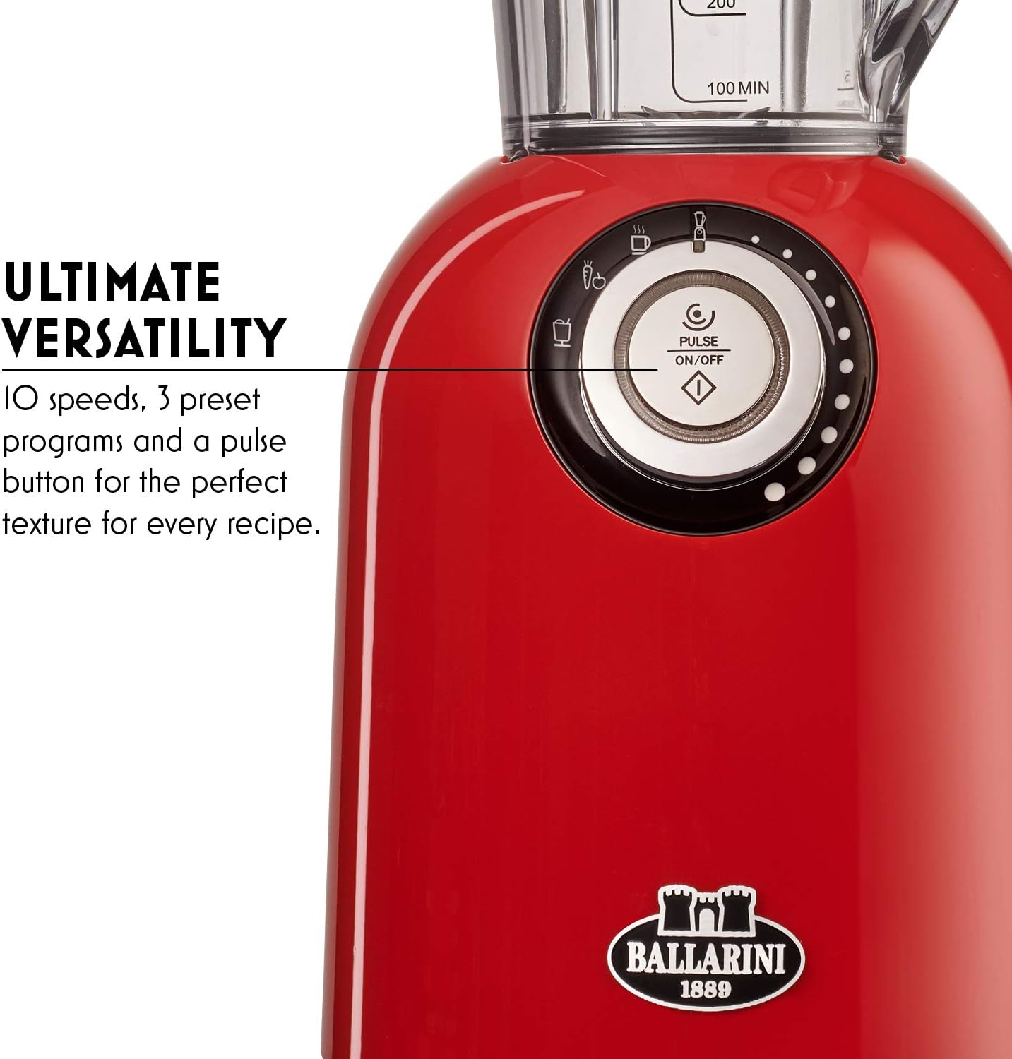 Ballarini Tesoro Countertop Blender - Cherry Red, Made in Italy