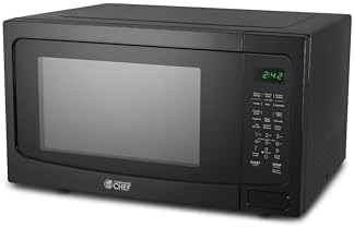 COMMERCIAL CHEF 1.6 Cubic Foot Microwave with 10 Power Levels, Small Microwave with Push Button Child Safety Lock, 1100 Watt Microwave with Digital Control Panels, Countertop Microwave & Timer, Black