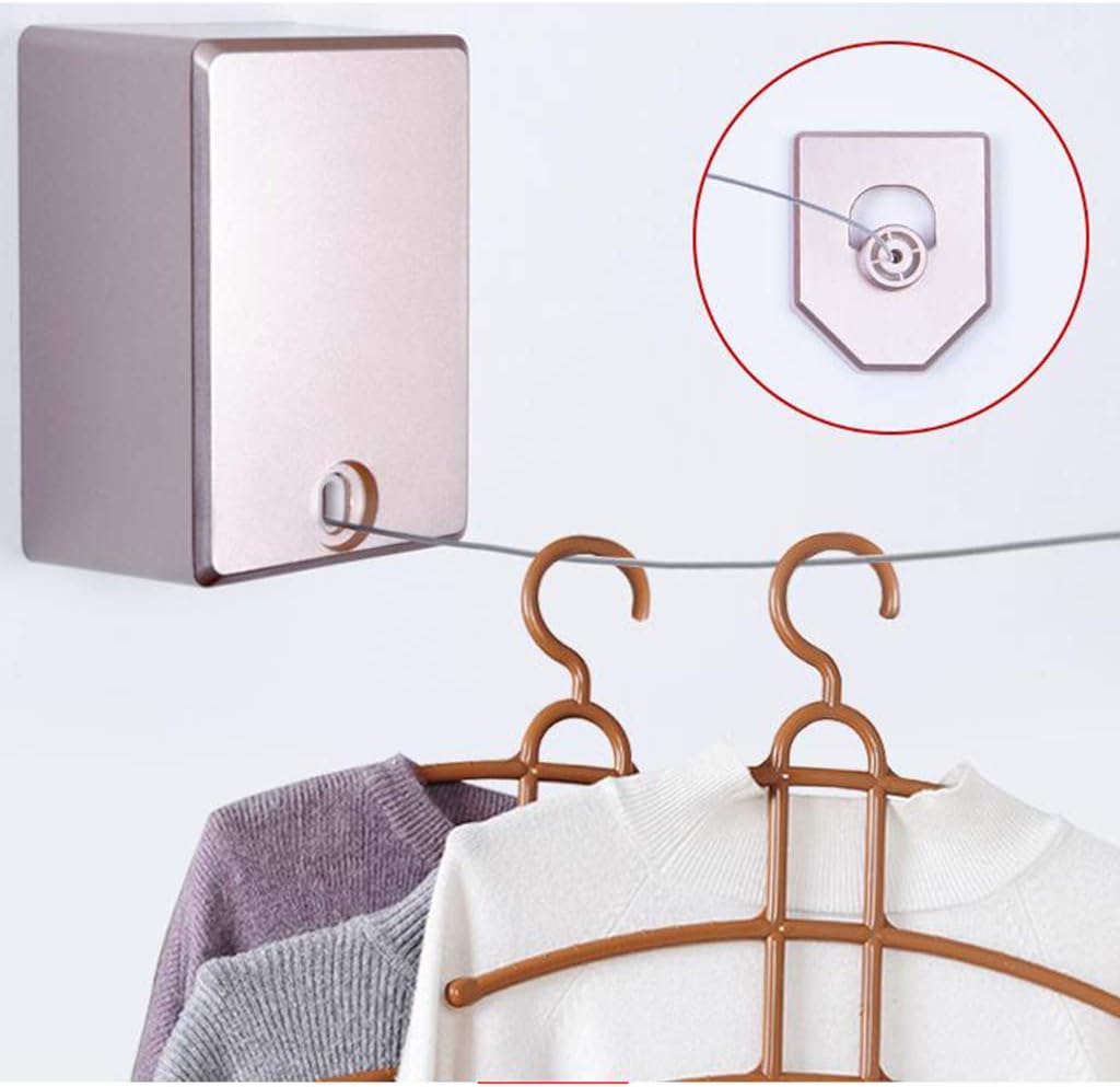 Laundry Rack, Wall Mounted Clotheshorse, Indoor Dryer Airer Retractable Clothes Drying Rope Washing Line 4.2m Drying Space No Drilling