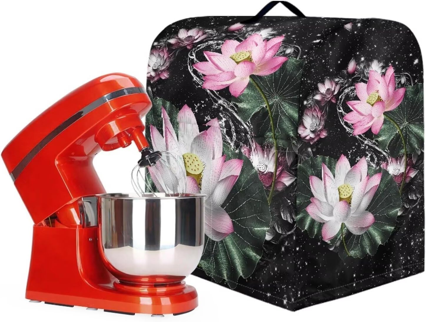 Stand Mixer Cover with Organizer Bags, Lotus Large Mixer Accessories Stand Mixer Dust Cover Kitchen Decorations Mixer Cover Blender Cover Fashion Decorations