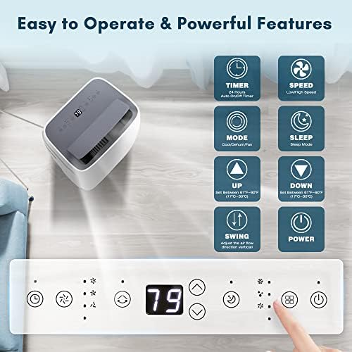 ZAFRO Portable Air Conditioner,12000 BTU Air Conditioner for Room Up to 550 Sq. Ft,3-in-1 Portable AC Unit,Cool & Dehumidifier & Fan Modes, Portable AC with Remote Control,White