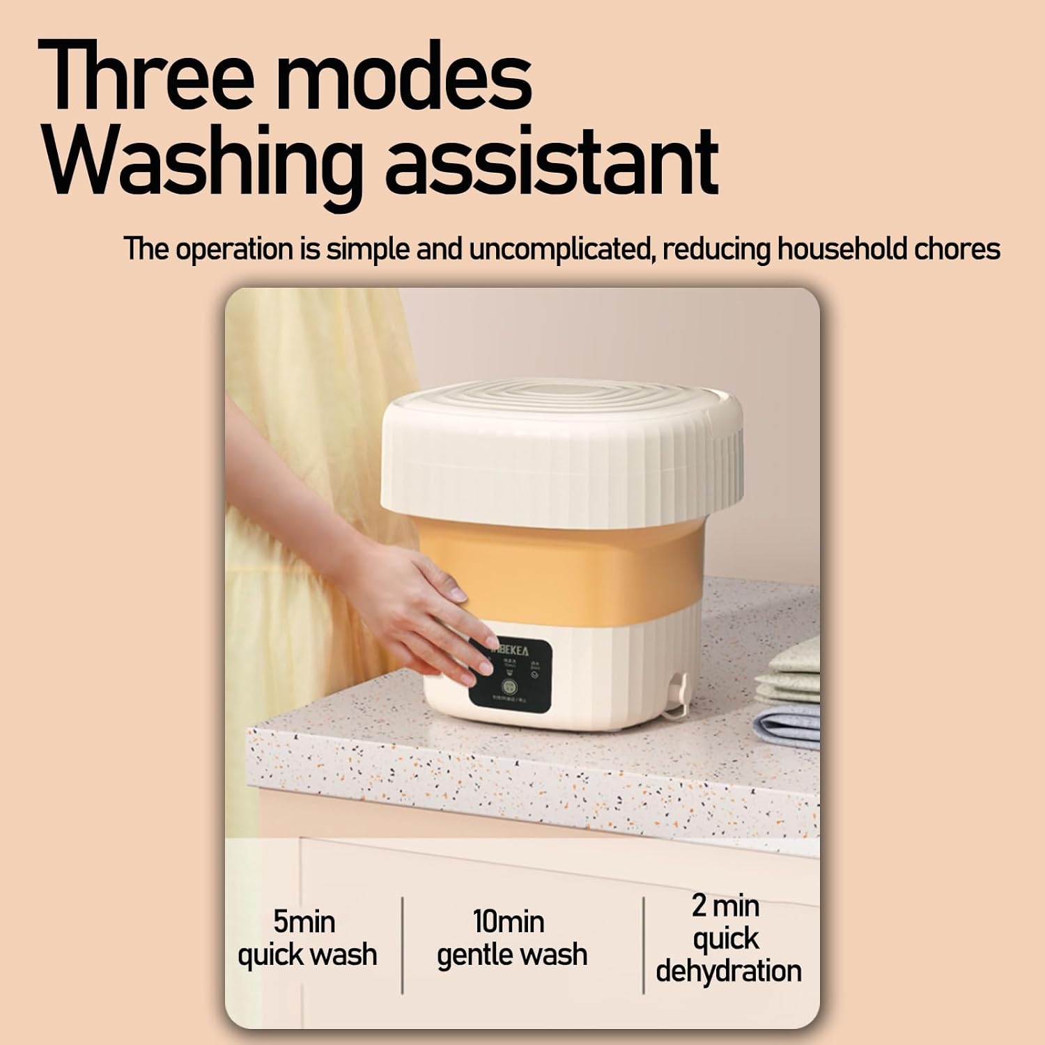 DELURA Portable Washing Machine,6L Large Capacity Small Washing Machine,Foldable Washing Machine with Spin-Dry Basket,Mini Washer for Washing Small Pieces of Clothing, Underwear,Socks (Color : B)