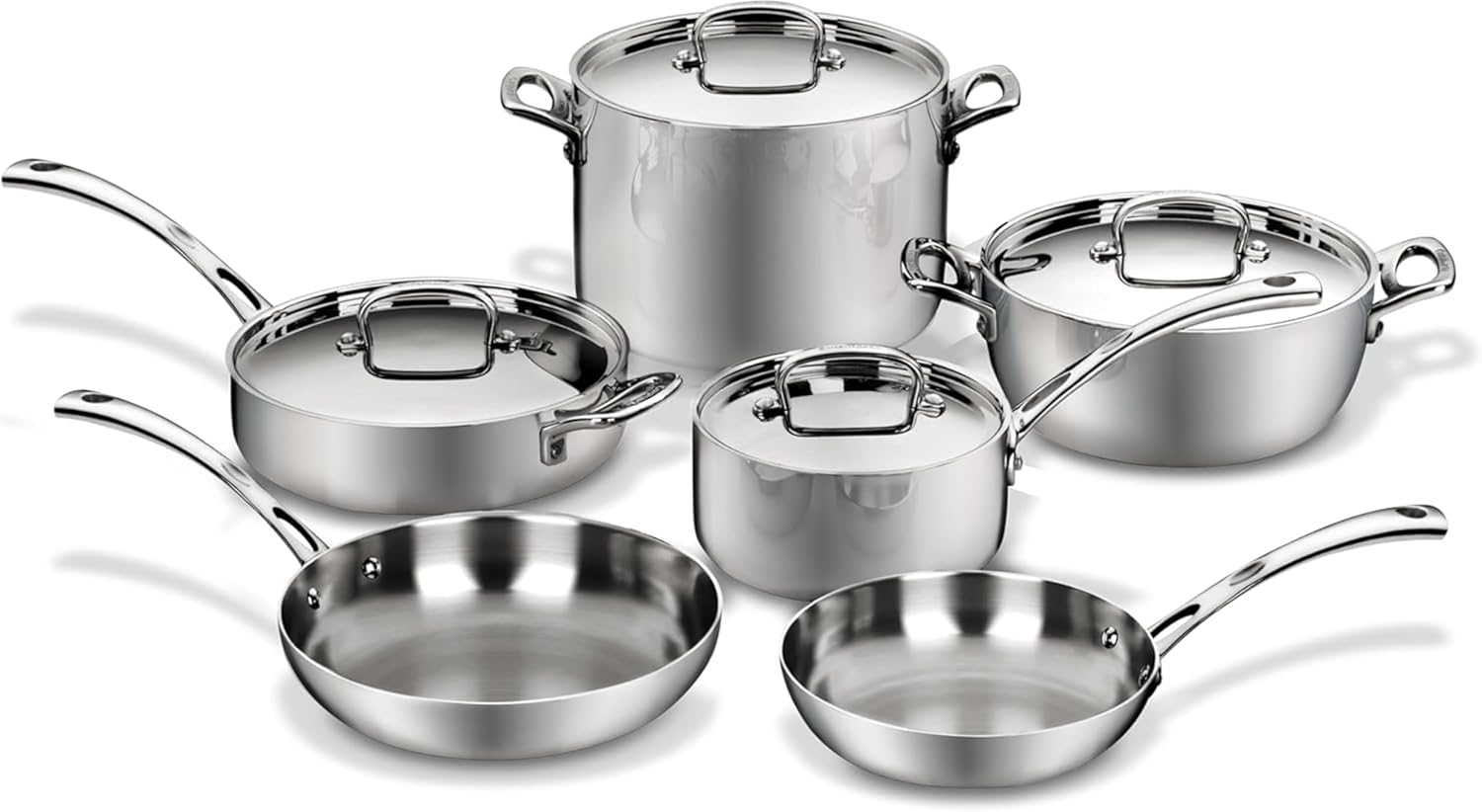 Cuisinart French Classic Tri-Ply Stainless 10-Piece Cookware Set, Silver