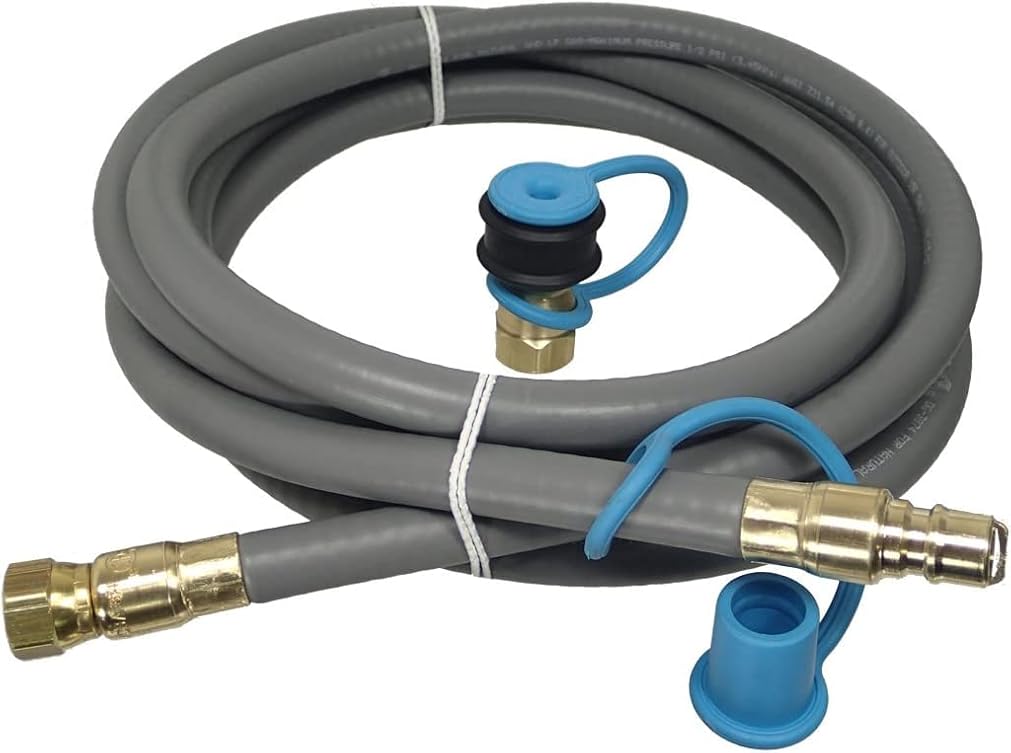 12 FT PROPANE HOSE QUICK CONNECT - PROPANE EXTENSION HOSE - QUICK CONNECT RV TO GAS GRILL - PROPANE HOSE FOR GAS GRILL, GAS STOVE - LP GAS HOSE - ROADTRIP GRILL ACCESSORIES