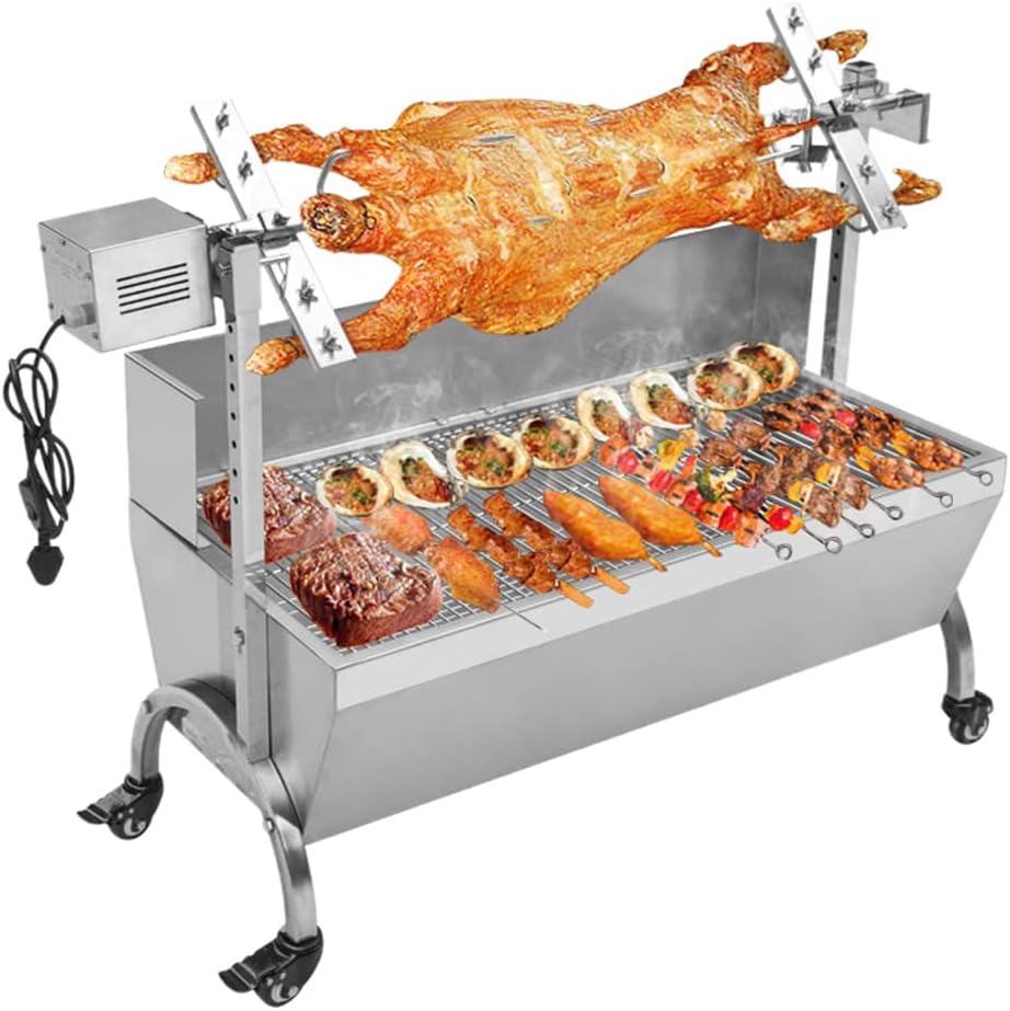 Rotatable Grill, Manual Electric Rotation Mode, Liftable Grill, Stainless Steel Lamb Fork, Electric Automatic Grill Kit
