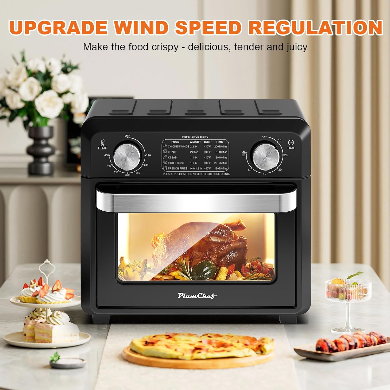 Air Fryer, 11QT,360° Hot Air Circulation for Healthy Oil-Free Cooking,Multifunctional Convection Toaster Oven Air Fryer Combo, Adjustable Temp & Time Control,