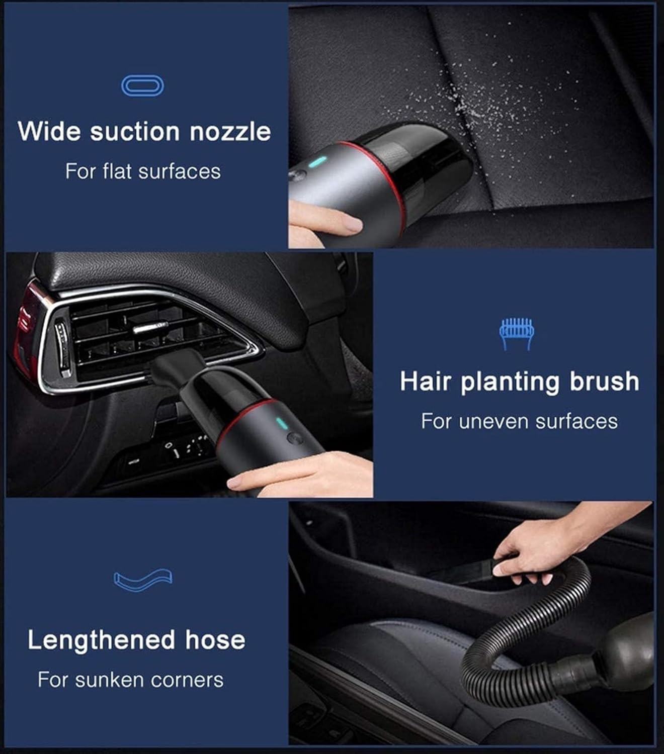 Handheld Vacuum Cleaner, Vacuum Handheld, 4000PA Battery 5000mA Power Vacuum Cleaner Wet/Dry Noise Reduction Bagless Portable Vacuum Cleaner Quick